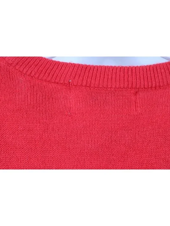 Deadstock Vintage 70s Womens Medium Blank Soft Knit V-Neck Sweater Vest Red - Picture 8 of 11